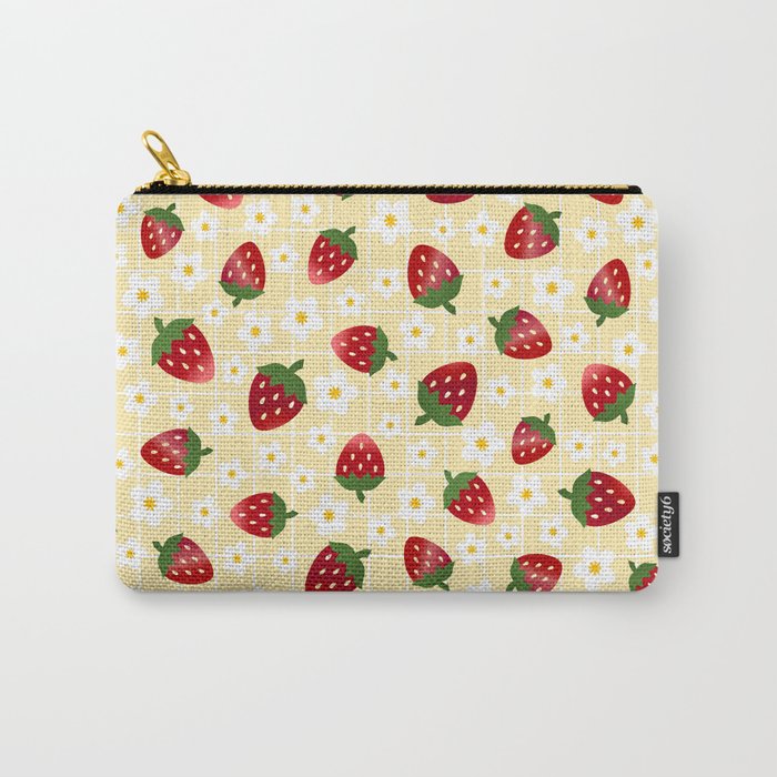 Sweet Strawberries - light yellow Carry-All Pouch