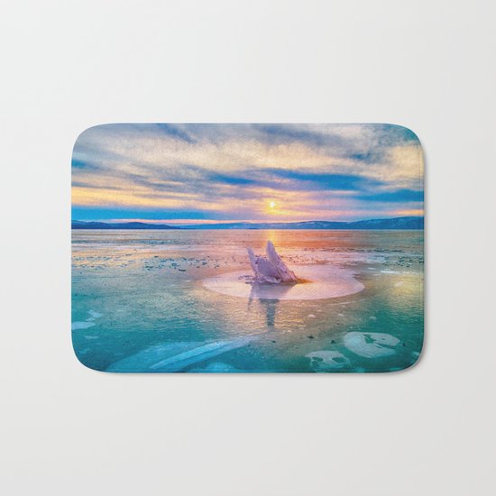 The Strange Ice Circle of Baikal Bath Mat