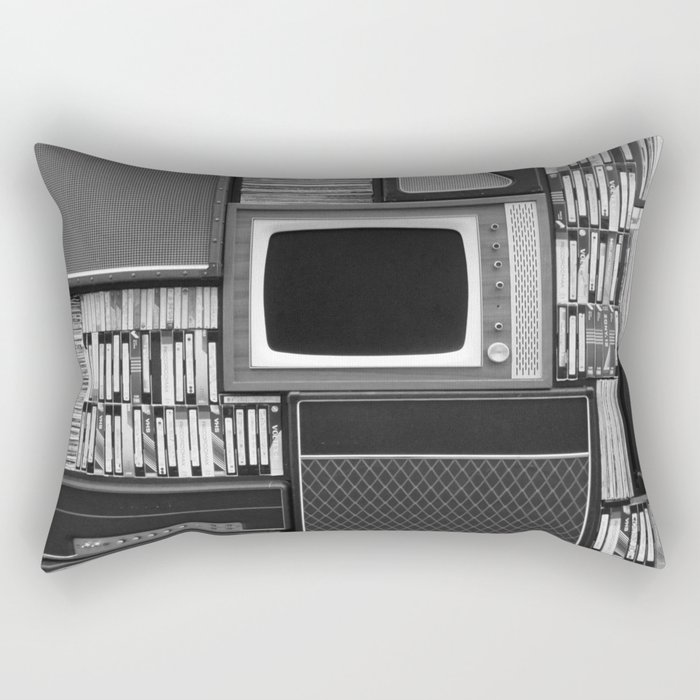 Everything Retro (Black and White) Rectangular Pillow