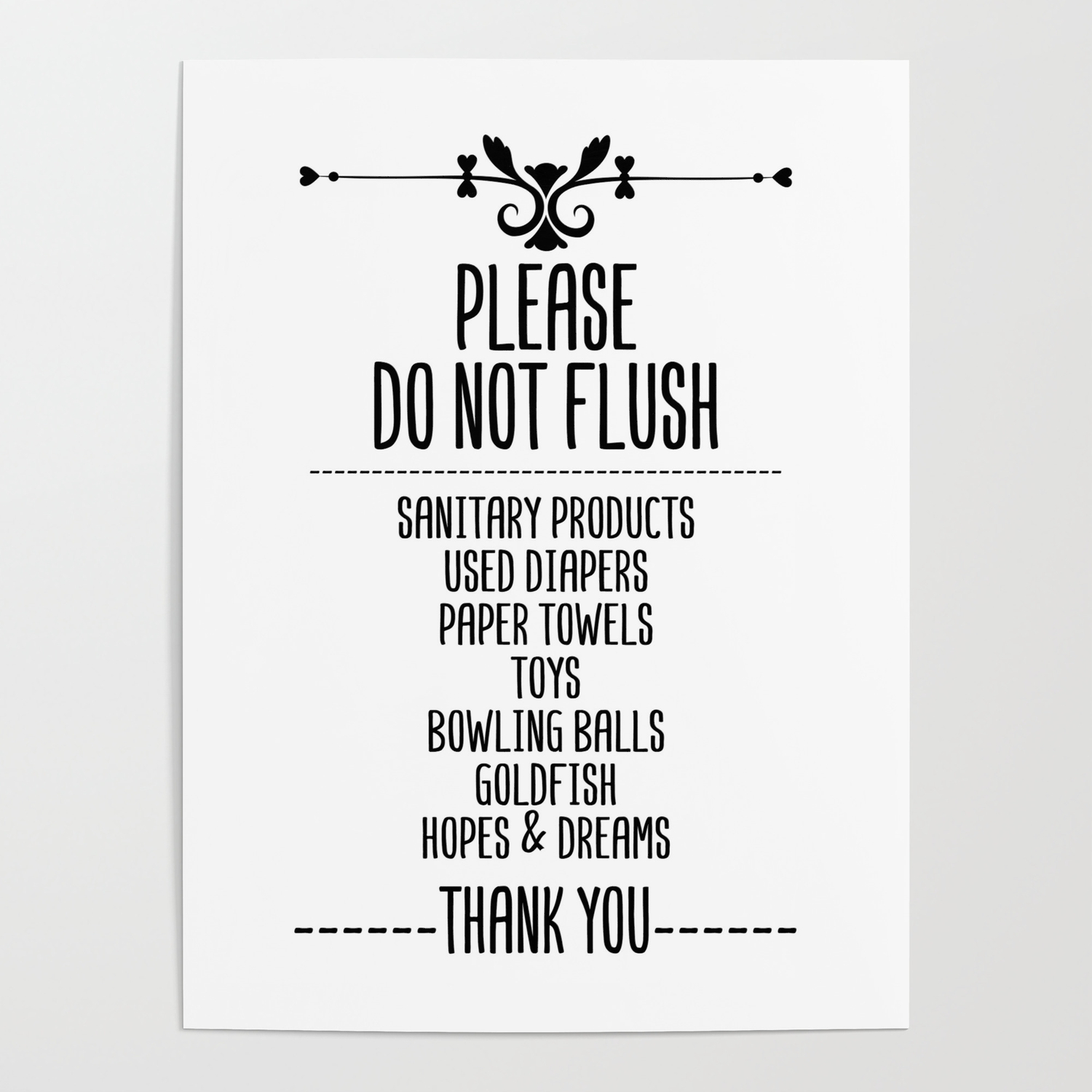Funny Bathroom Wall Art Please Do Not Flush Poster by QWERdenker | Society6