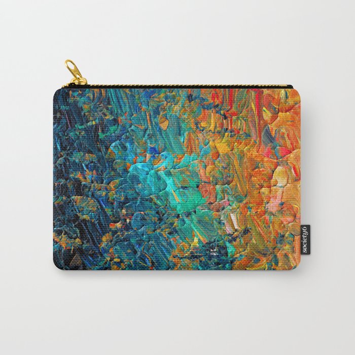 ETERNAL TIDE 2 Rainbow Ombre Ocean Waves Abstract Acrylic Painting Summer Colorful Beach Blue Orange Carry-All Pouch