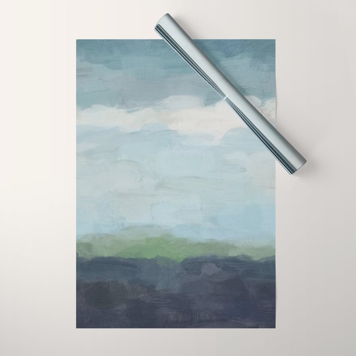 Navy Teal Aqua Sky Blue Green Abstract Wall Art Painting Art