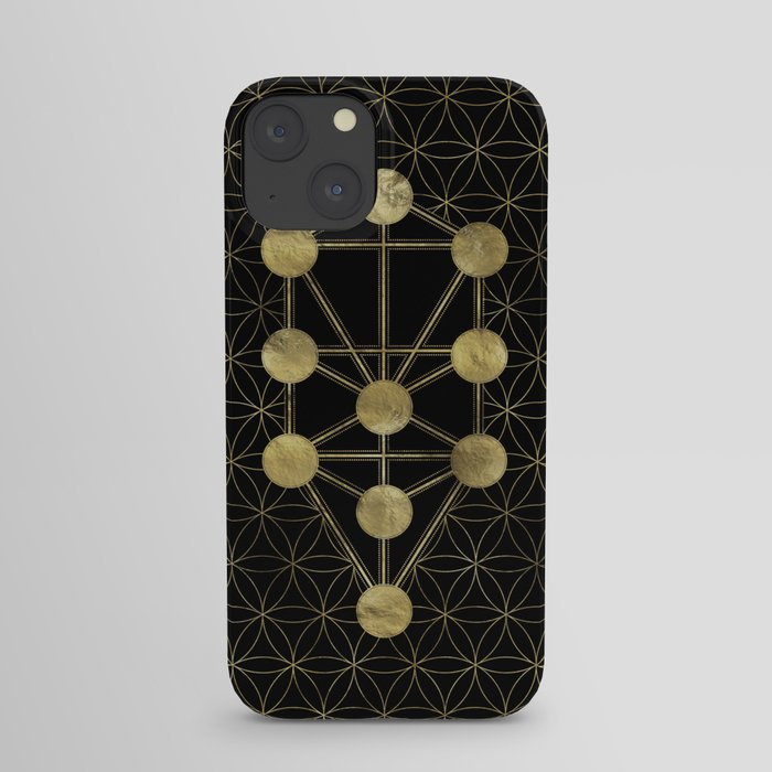 Kabbalah The Tree of Life Gold on Black N1 iPhone Case