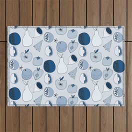 Classic Blue Fruits Ice Outdoor Rug