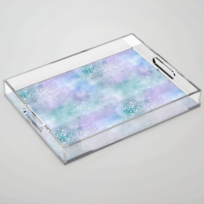 Glam Girly Iridescent Metallic Glitter Acrylic Tray