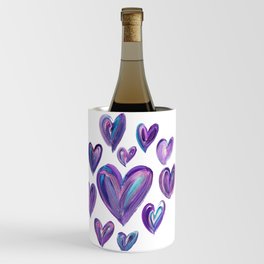 Painted Purple Hearts Wine Chiller