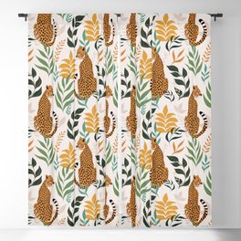 Spring Cheetah Pattern I - Green and Yellow Blackout Curtain