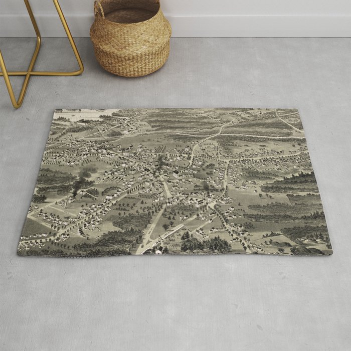 Vintage Pictorial Map of South Weymouth MA (1885) Rug by BravuraMedia