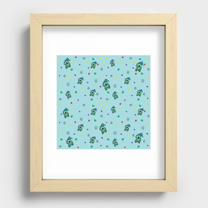 Gobbly Green Monster Recessed Framed Print