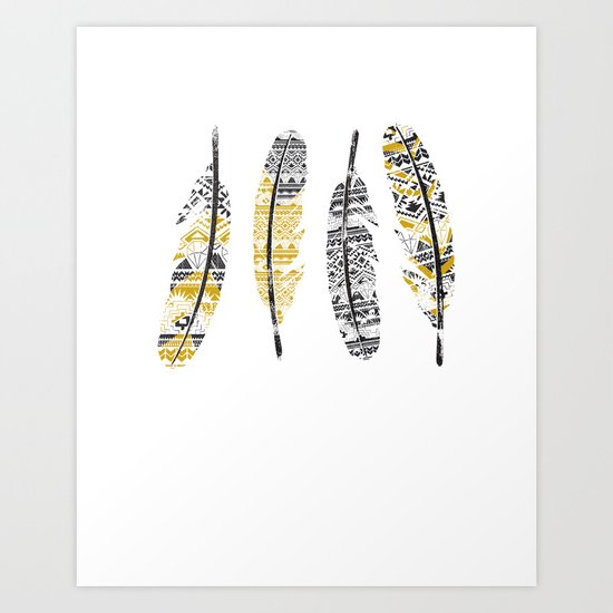 Mustard Feathers Art Print