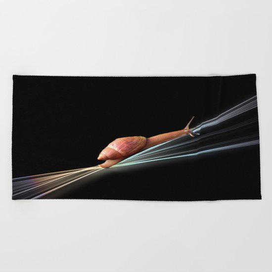 Snail (on black background) Beach Towel