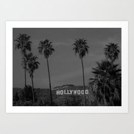 Hollywood Sign, Los Angeles, California black and white photograph / black and white photography Art Print