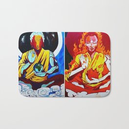 ELEMENTAL BUDDHAS Bath Mat | Acrylic, Asianart, Buddha, Fire, Zen, Originalart, Serenity, Wind, Painting, Artist 