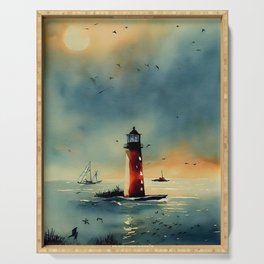 Dawn on the Sea Watercolor Serving Tray