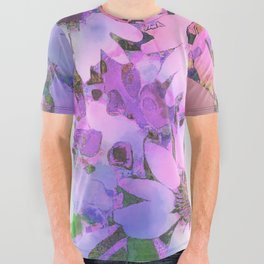 Rainbow Daisy Landscape Pink Lavender Green All Over Graphic Tee