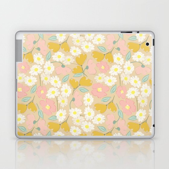 Scandinavian Summer Pastel Daisy Flower Laptop & iPad Skin