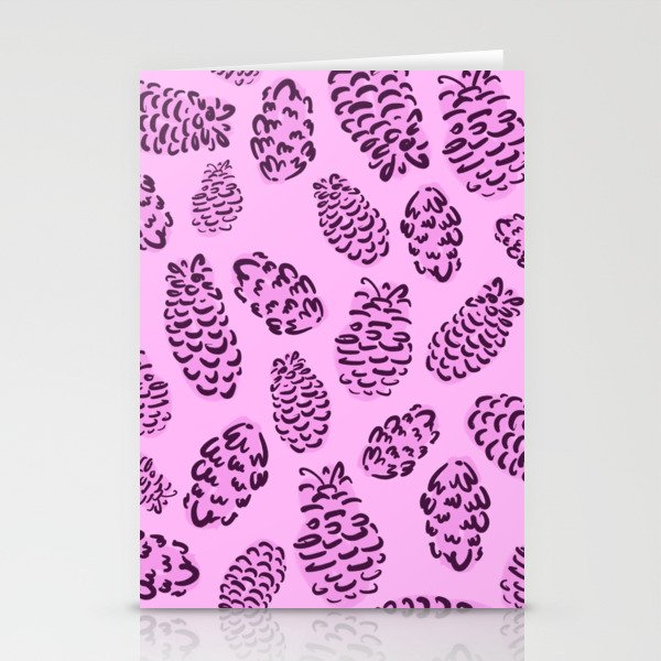 Pink Pinecone Pattern | Pink Holiday Stationery Cards