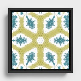 Blue, White, and Gold Star Pattern Framed Canvas