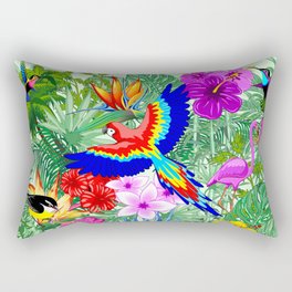 Wild Birds and Tropical Nature Pattern Rectangular Pillow