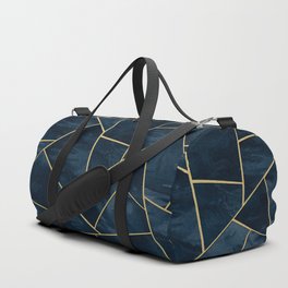 Dark Midnight Navy Blue Gold Geometric Glam #1 #geo #decor #art Duffle Bag