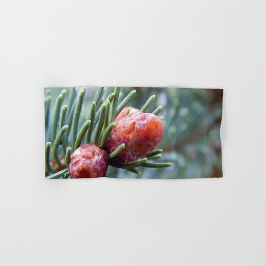 Tiny Red Pine Cones Hand & Bath Towel