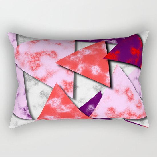 Triangles Layered Pattern in Red Purple and Pink Rectangular Pillow