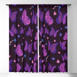 Purple Black butterfly pattern  Blackout Curtain