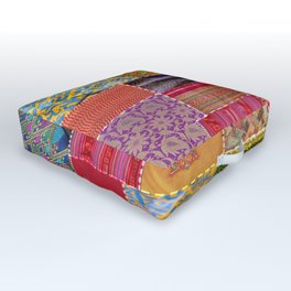 Boho Sari Patchwork Quilt Outdoor Floor Cushion | Pattern, Hippie, Sari, Silk, Graphicdesign, Patch, Boho, Quilt, Comfort, Bohemian 