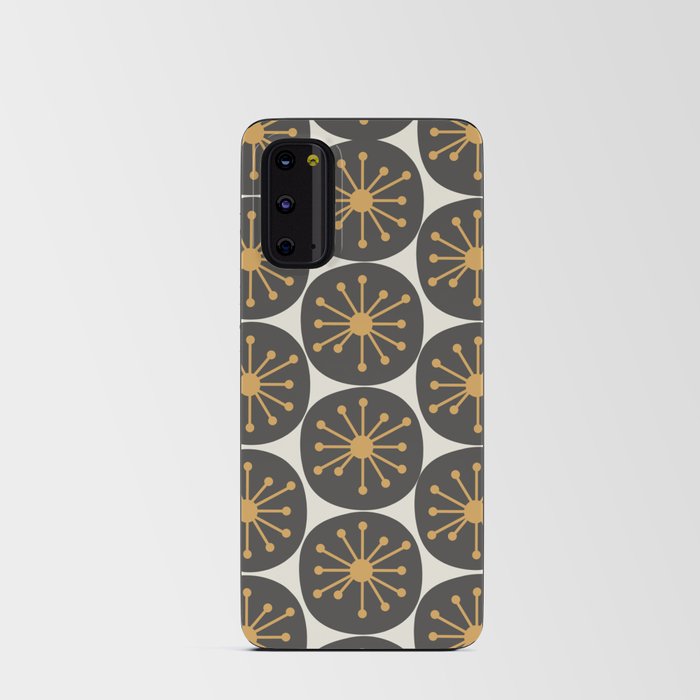 Atomic Retro Dots Midcentury Modern Pattern Charcoal Grey, Muted Mustard Gold, and Cream Android Card Case