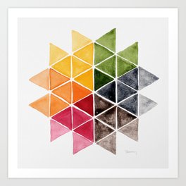 Bright Triangle Star Watercolor Art Print | Triangle, Watercolor, Rainbow, Modern, Painting, Pattern, Vibrant, Colorful, Star 