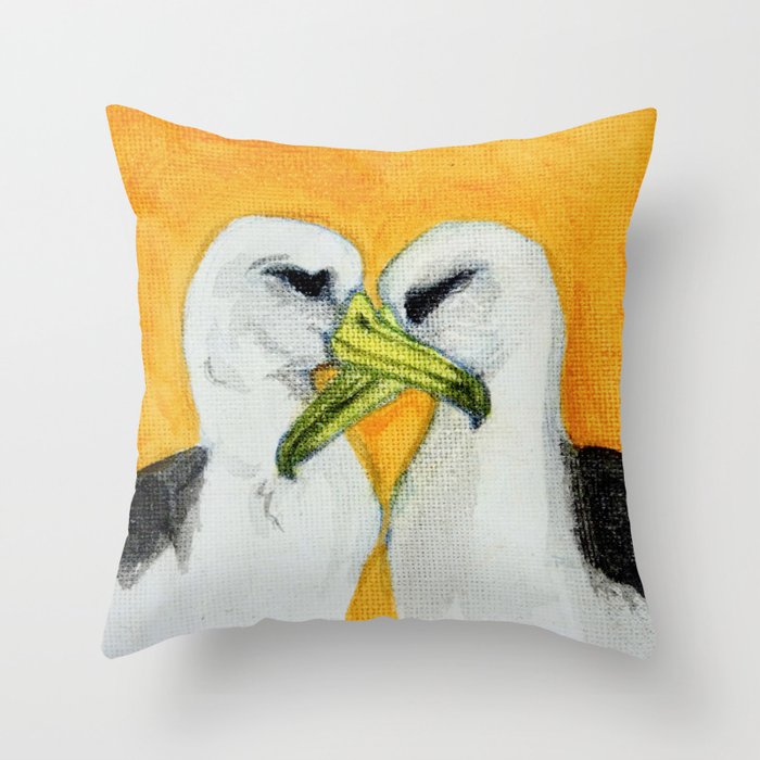 Orange Albatross Pair in Love Throw Pillow