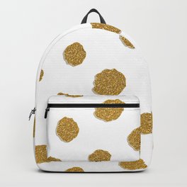 Golden touch III - Gold glitter effect polka dot pattern Backpack | Polkadot, Digital, Pattern, White, Trendy, Simply, Gold, Abstract, Elegant, Fashion 
