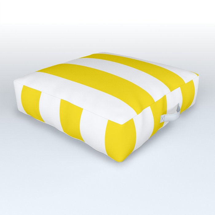 Philippine golden yellow - solid color - white vertical lines pattern Outdoor Floor Cushion