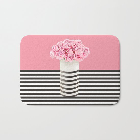Roses and stripes Bath Mat