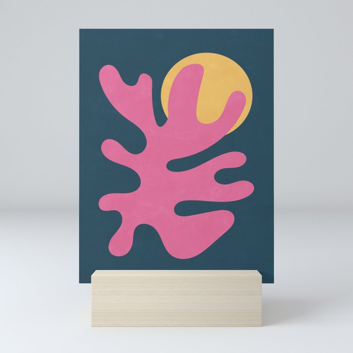 Abstract Shapes Botanical - Pink Blue Mini Art Print
