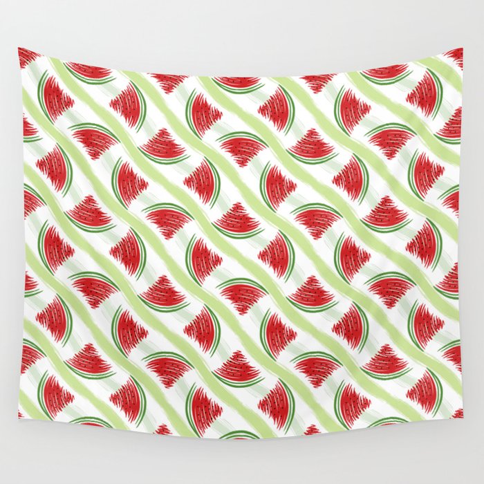 Watermelon Doodle Diagonal Wall Tapestry