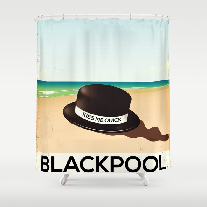 Kiss Me Quick Vintage Rail Poster Shower Curtain By Nicholasgreen