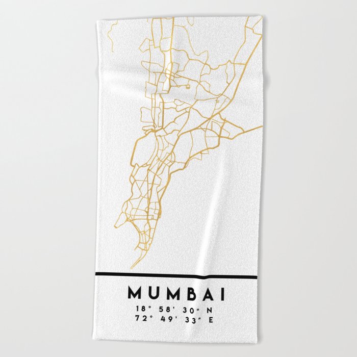 MUMBAI INDIA CITY STREET MAP ART Beach Towel