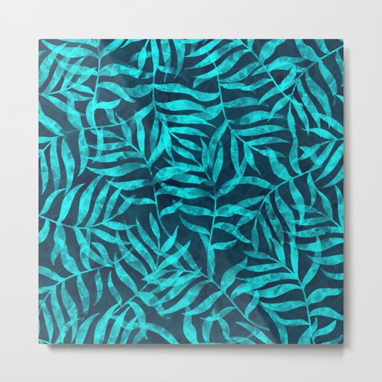 Watercolor Tropical Palm Leaves IX Metal Print