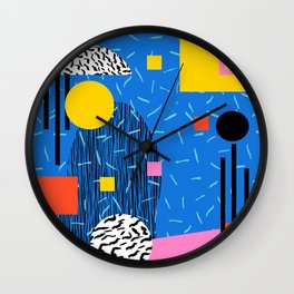 Crank - 80s retro throwback minimal abstract painting memphis style trendy vibes all day Wall Clock