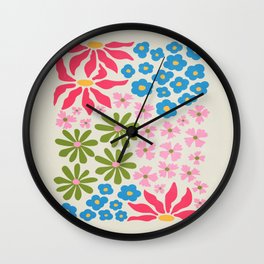 Flower Market 02: Kyoto Wall Clock | Illustration, Decor, Art, Fun, Colorful, Retro, Flowers, Spring, Travel, Plants 