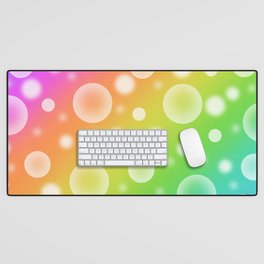 Rainbow Gradient with Bubbles Desk Mat