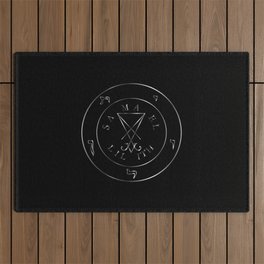 Sigil of Lucifer, sigil of Baphomet, Samael, Lilith silver pentagram Outdoor Rug