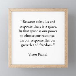 Between Stimulus And Response, Viktor Frankl Quote, Inspirational Quote Framed Mini Art Print
