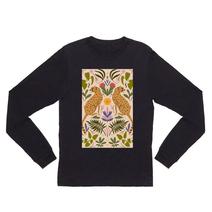 Modern colorful folk style cheetah print  Long Sleeve T Shirt