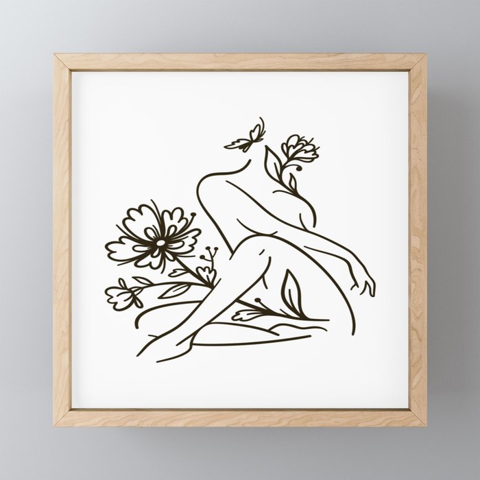 Floral woman  Framed Mini Art Print