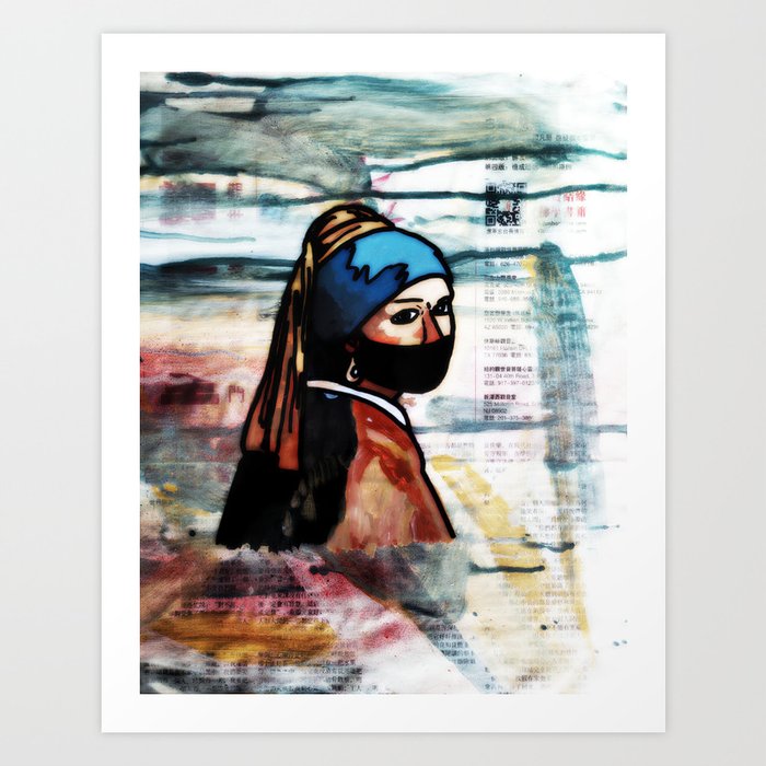 The Girl with the Black Mask Art Print