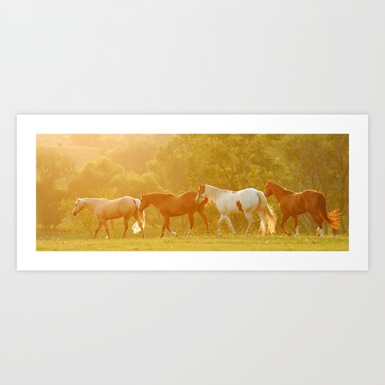 Horses @ Sunset Art Print