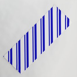 [ Thumbnail: Blue & White Colored Striped Pattern Yoga Mat ]