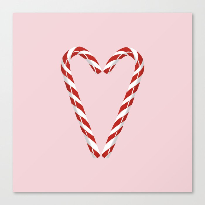 Candy Cane Hearts on bubblegum pink Canvas Print